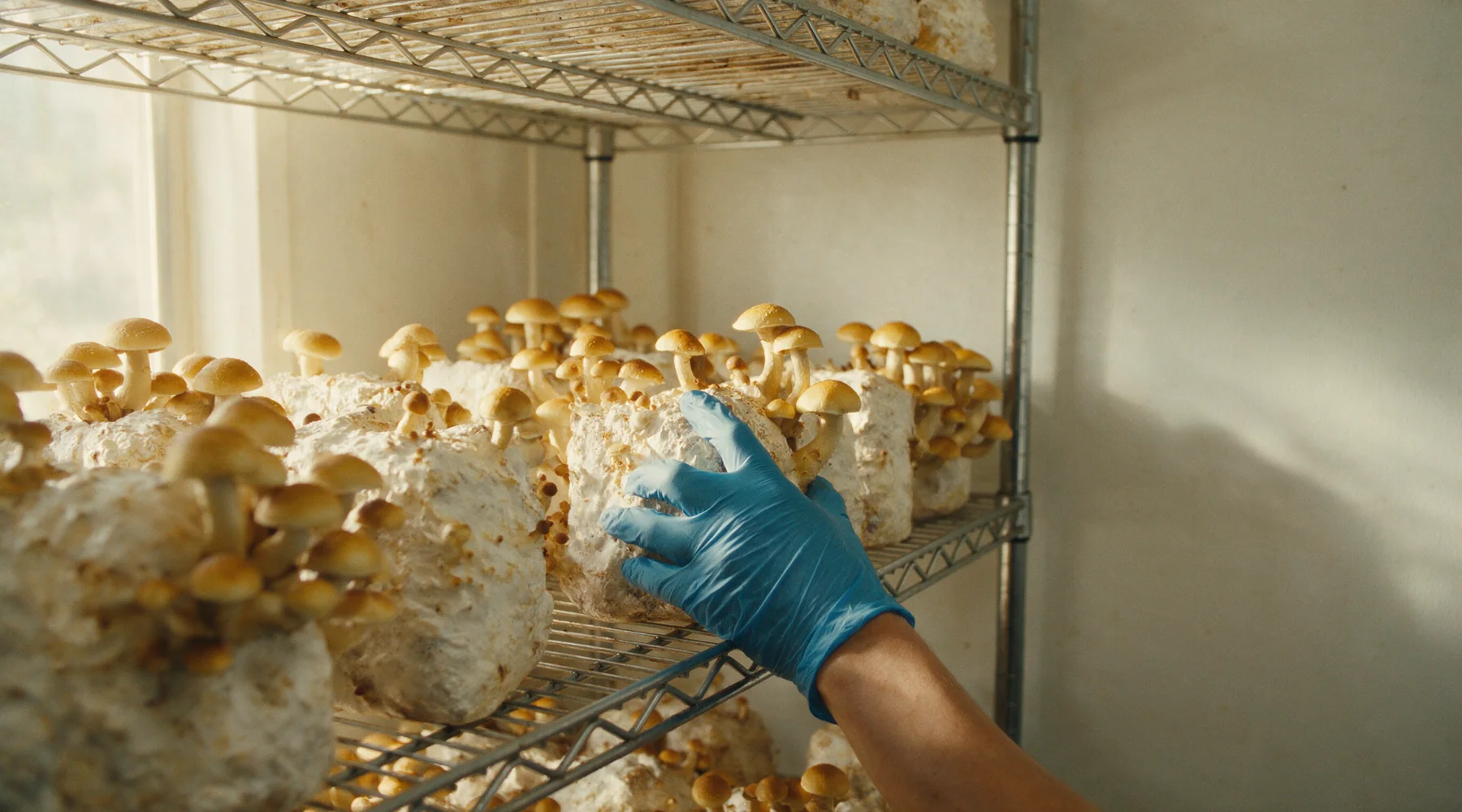 Illustrated mushroom grow room