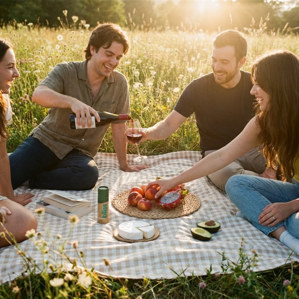 Bliss 2.0 at a sunset wildflower picnic with friends